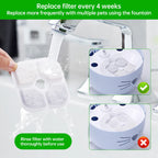 12pcs Pet Water Drinking Fountain Replacement Filters for Pixi Dog Water Dispenser Cat Fountain Activated Carbon Filters