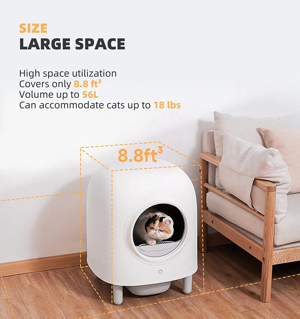 56L Petree Smart Cat Litter Box Automatic Cat Tray Pet Toilet APP Control Box Self-cleaning Pet Litter Box Cat Products