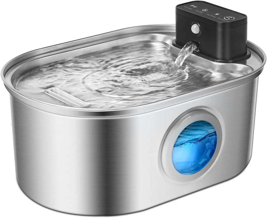 OEM 3.2L Cordless Cat Water Fountain Automatic Stainless Steel Pet Water Fountain Motion Sensor 4000mAh Pet Bowls Feeders