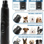 Pet Nail Grinder Low Noise & Vibration LED Rechargeable Dog Claw Care Tool for All Breeds Plastic Pet Smart Dog Nail Grinder