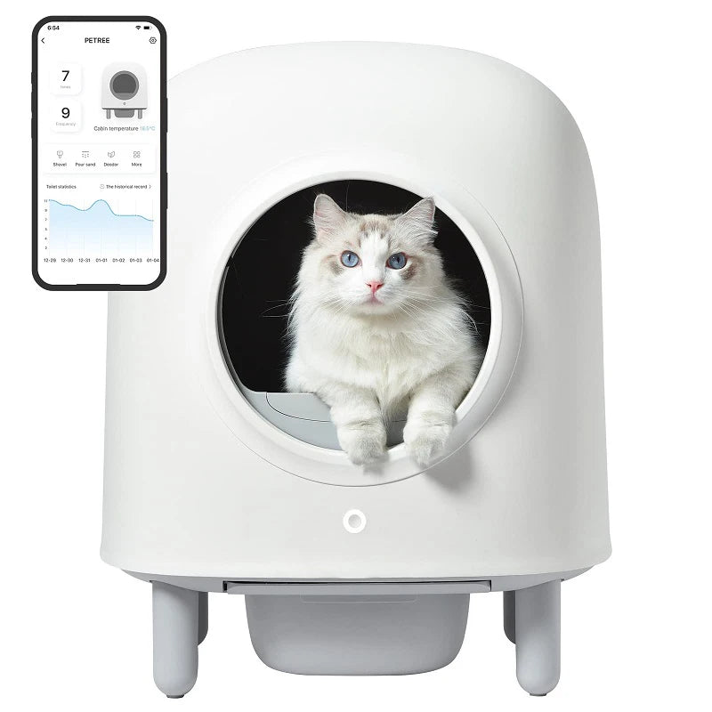 56L Petree Smart Cat Litter Box Automatic Cat Tray Pet Toilet APP Control Box Self-cleaning Pet Litter Box Cat Products