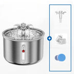 Factory Hot 67oz/2L Automatic Cat Water Fountain Stainless Steel Pet Water Dispenser with Flower Effluent Water Level Window