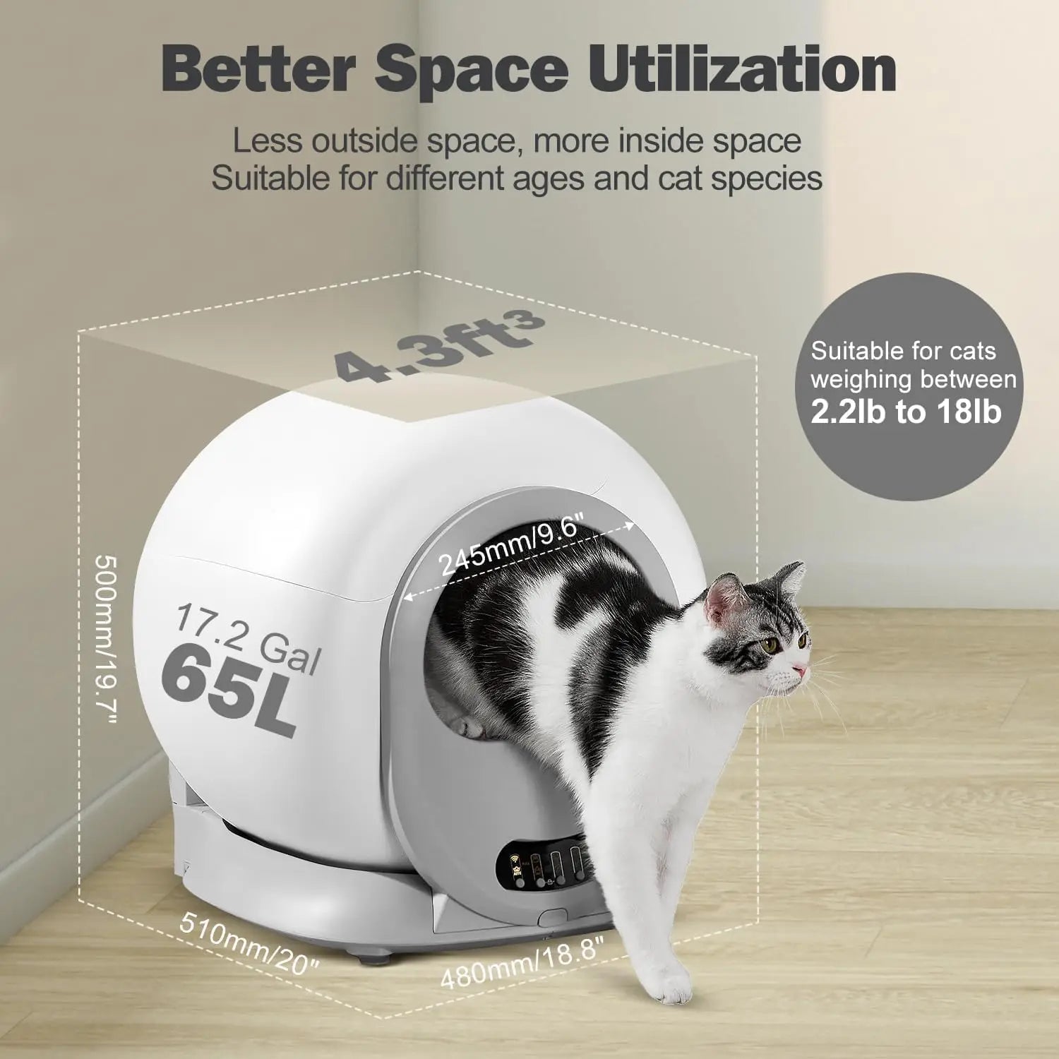Automatic Cat Litter Box for Multiple Cats with App Control Odor Removal Self Cleaning Litter Box Automatic Cleaning