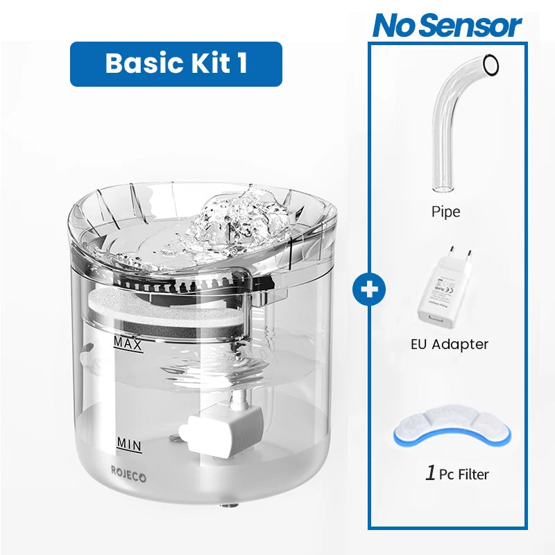 2L Portable Transparent Automatic Pet Water Dispenser Smart Cat Water Fountain Sensor Eco-Friendly Plastic Ultra Silent Charge