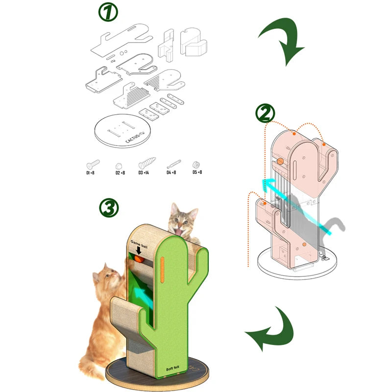 Petree Cactus Cat Scratching Post Indoor Cat Scratcher Post with Sisal Rope Post Sisal Cat Scratcher Cute for Kitten Pet Product