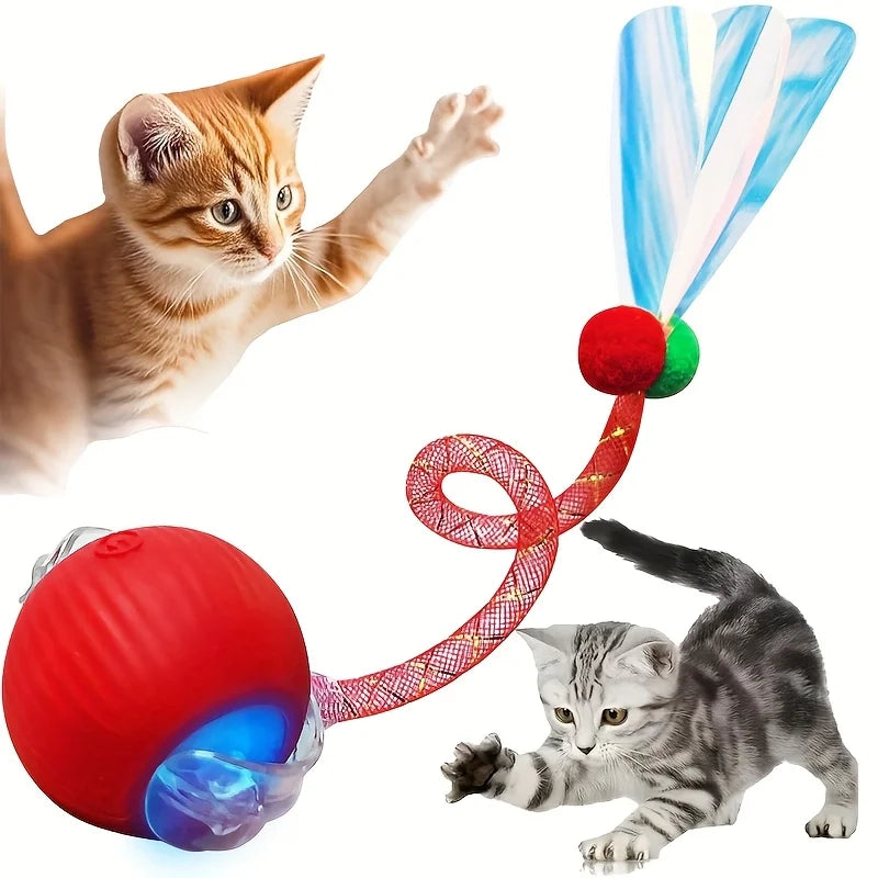 Wholesale Indoor Cat Interactive Ball Toy With Elastic Net Tail Automatic Moving Ball Toy Activation Electric Cat Toy