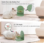 Elevated Tilted Cat Bowl for Indoor Cats Raised Ceramic Cat Food Bowl with Metal Stand Non-Slip Pet Food Bowl