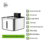 OEM 3.5L Wireless Stainless Steel Cat Water Fountain 108oz/3.2L 3-Modes Indoor Cordless Battery Pet Drinking Fountain Automatic