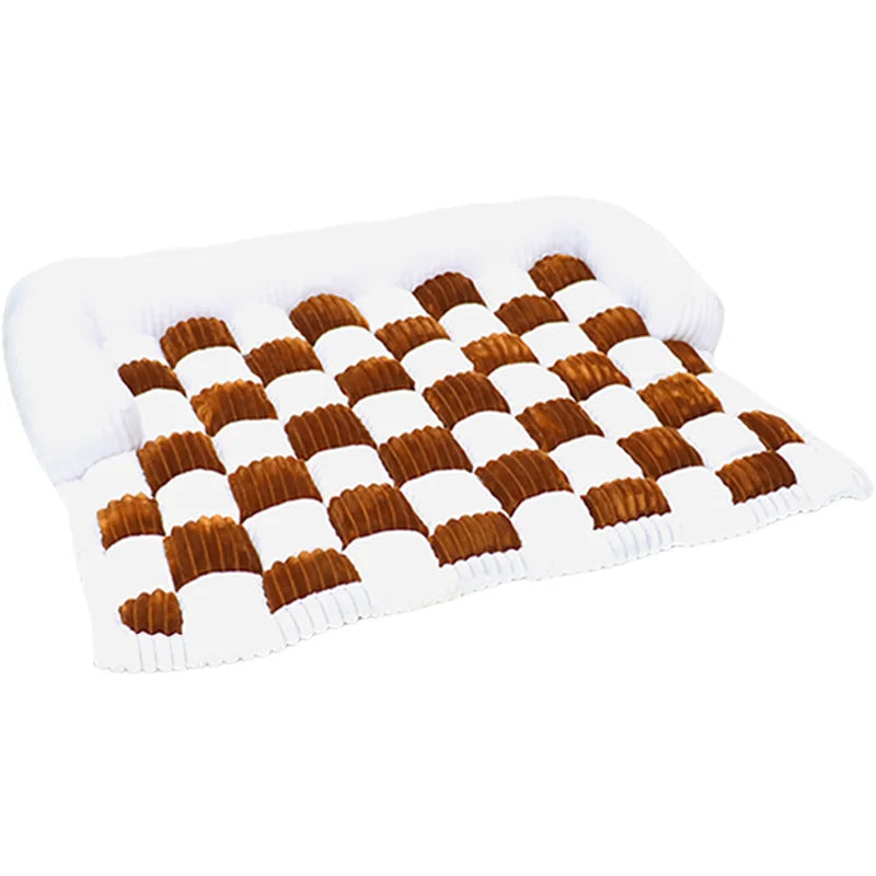 Plaid Print Pet Couch Covers Dog Couch Cover Sofa Cover Cream Square Plaid Cozy Dog Mat Furniture Protector for Sofa Dog Blanket