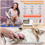 6-in-1 Dog Grooming Vacuum Kit Strong Pet Hair Removal Professional Clippers 6 Guide Combs Pet Grooming Tools for Dogs Cats