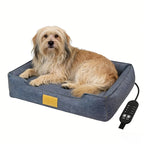 Wholesale Linen Square Pet Beds Heating Mat with Removable Cover Autumn/Winter Heated Dog Beds Cat Cave Dog Sofa