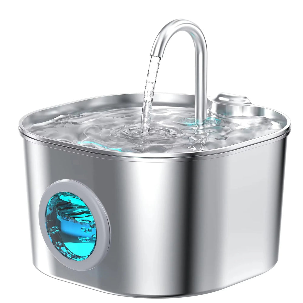 OEM Stainless Steel 2.2L Automatic Pet Water Dispenser Cat Water Fountain with Water Level Window New Cat Products ODM Custom