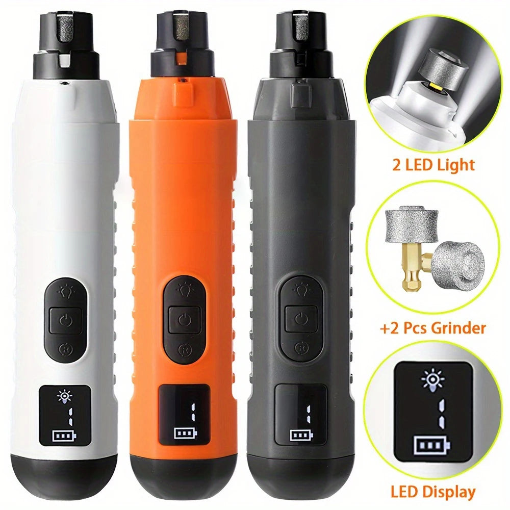 Dog Nail Grinder With 2 Led Lights Pet Nail Grinder Rechargeable Pet Smart Dog Nail Trimmer for Large Medium and Small Dogs