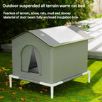 Winter Outdoor Cat House Waterproof and Cold-Resistant Spacious Enclosed Tent with Warm Mat and Foldable Oxford Fabric