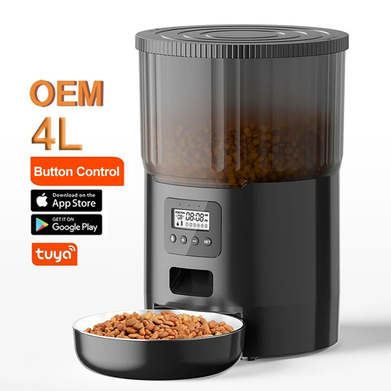 OEM 4L Automatic Cat Feeder Button Control Smart Cat Feeder Slow Pet Food Dispenser Time Seting Smart Pet Feeder Manufacturer