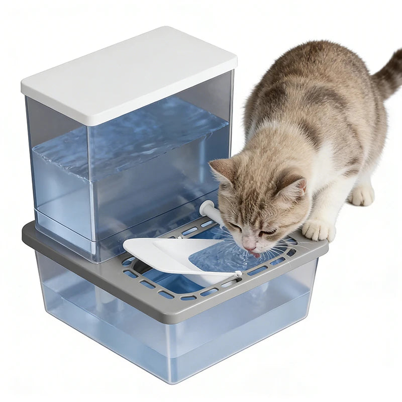 2L Automatic Cat Water Fountain Plastic No Filter Required Wastewater Separation Fresh Water Supply Pet Water Dispenser
