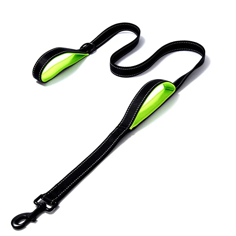 Reflective Dog Leash 2 Handles by Padded Traffic Handle for Extra Control Perfect for Medium to Large Dog Products