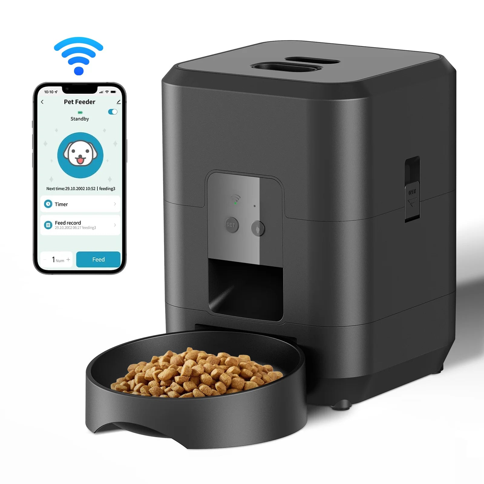 2L WIFI Control Smart Pet Feeder Automatic Dog Feeder OEM Cat Dog Dry Food Dispenser Timed Quantitative Automatic Cat Feeder
