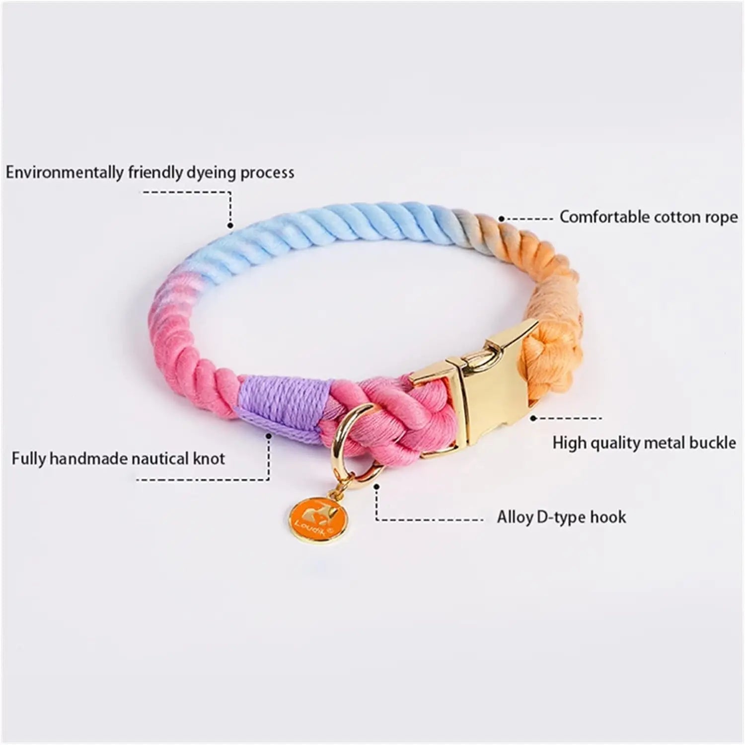 Large Medium Small Dog Products Personalized Pet Bow Tie Color Gradient Collar Metal Buckle Alloy D-Hook Polyester Cotton