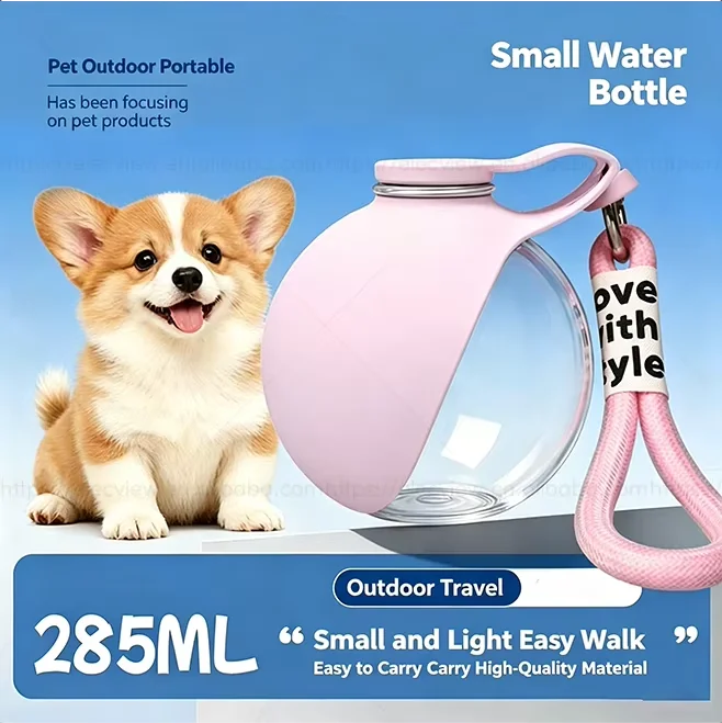 Custom LOGO 285ml Portable Dog Water Bottle Outdoor Dog Water Bottle Foldable Silicone Pet Water Bottle OEM ODM