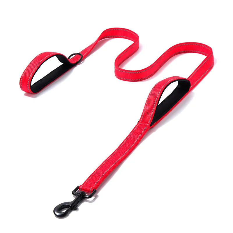 Reflective Dog Leash 2 Handles by Padded Traffic Handle for Extra Control Perfect for Medium to Large Dog Products