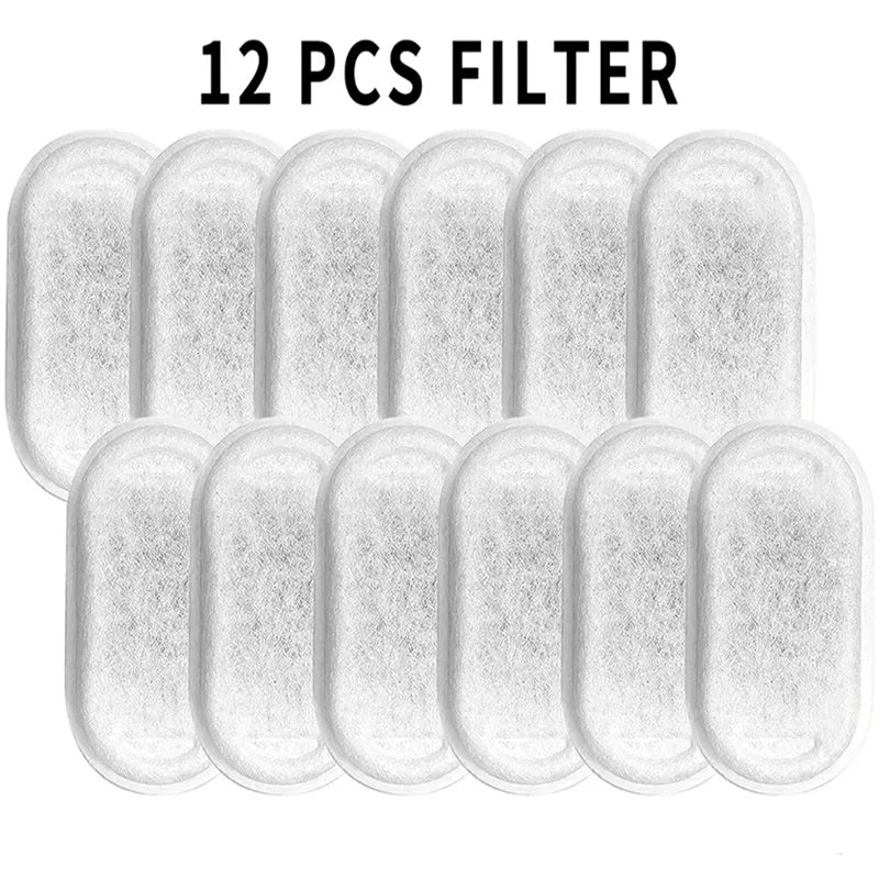12pcs Pet Water Dispenser Filters for 3.2L//2L Stainless Steel Cat Water Fountain Replacement Filter with Resin Activated Carbon