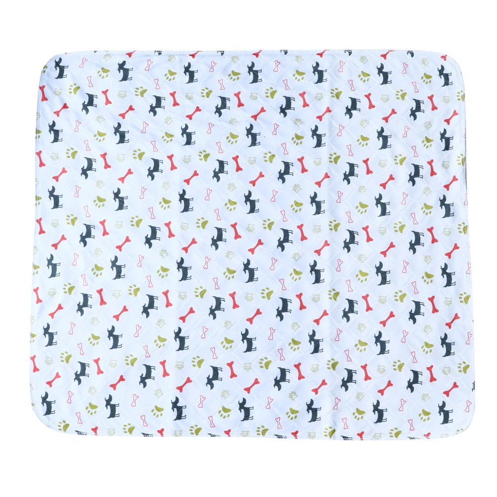 Reusable Pet Urine Pad Washable Dog Cat Diaper Mat 3 Layer Absorbent Dogs Diapers Pads Bone Paw Print for Sofa Bed Floor