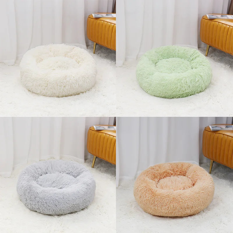 100CM Eco-Friendly Breathable Solid Plush Dog Bed with PP Cotton Material Round Design for Dogs