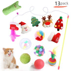 Merry Christmas Santa Claus Teaser Stick Ball Feather Plush Toy Set Wholesale Cat and Dog Products Christmas Gift for Pets