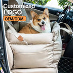 Customized  LOGO Luxury Faux Leather Dog Car Seat Booster Bed Pet Car Seat Bed with Safety Buckle Luxury Dog Beds Pet Car Seat