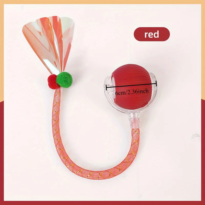 Interactive Cat Toy Ball with Replaceable Tail Automatic Moving Cat Toys Indoor Electric Interactive Rolling Ball for Dog Cat