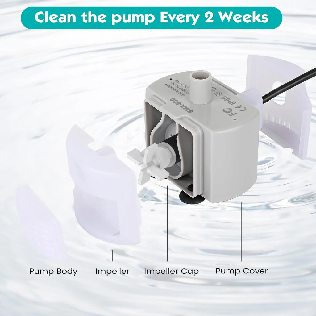 Ultra Quiet Automatic Cat Water Fountain Pump for LED Light 3.2L Smart Pet Water Fountain Replacement Pump