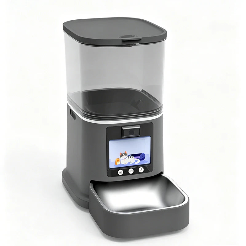 6L Large Capacity Automatic Cat Dog Feeder Smart Pet Feeder Two-Way Video Solid Pattern Bowls Battery Powered App Remote Control