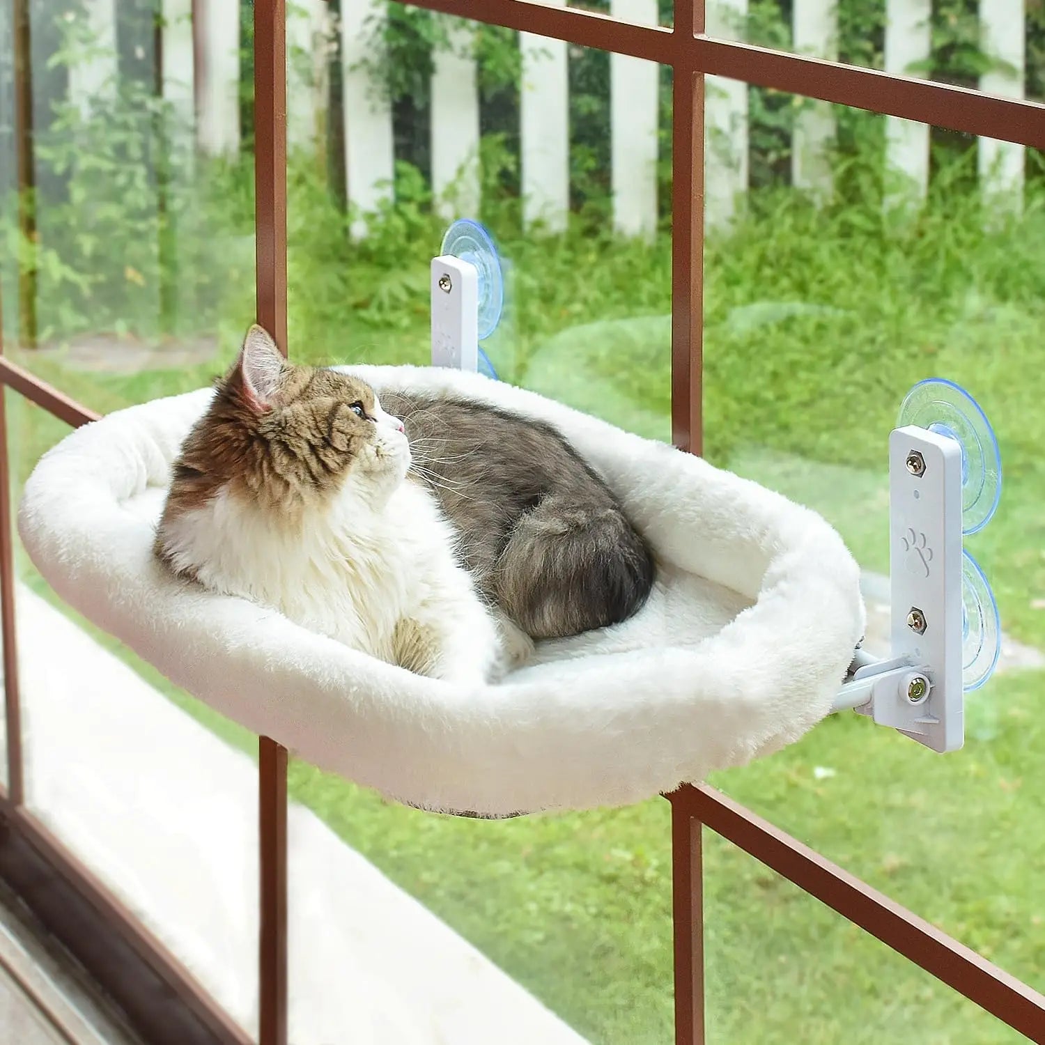Cordless Cat Hammock Window Perch Window for Cats with 4 Strong Suction Cups Solid Metal Frame and Soft Cover Indoor Cat Bed