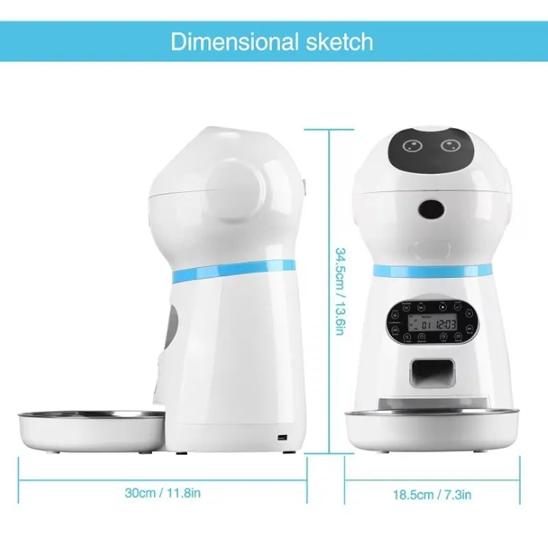 3.5L Smart Pet Feeder Voice Record Stainless Steel LCD Screen Timer for Dog Food Bowl Automatic Cat Food Dispenser Pet Supplies