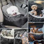 Dog Car Seat for Small Dogs Detachable and Washable Soft Dog Booster Seats with Storage Pockets Leash Pet Car Travel Carrier Bed