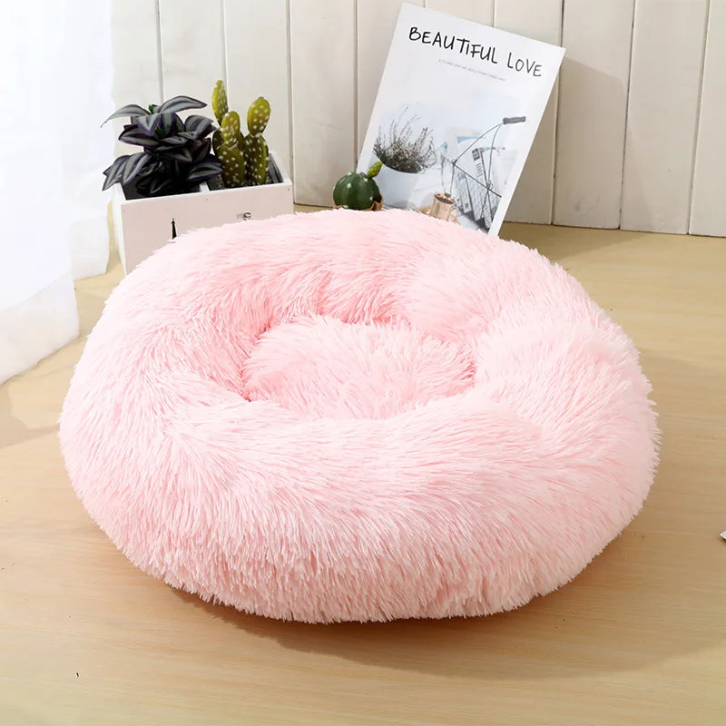 100CM Eco-Friendly Breathable Solid Plush Dog Bed with PP Cotton Material Round Design for Dogs