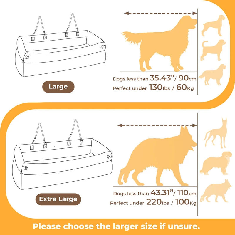 Custom Logo Color Luxury Dog Car Seat Bed with Faux Leather & Cotton Double Seats Safety Buckle Dog Beds