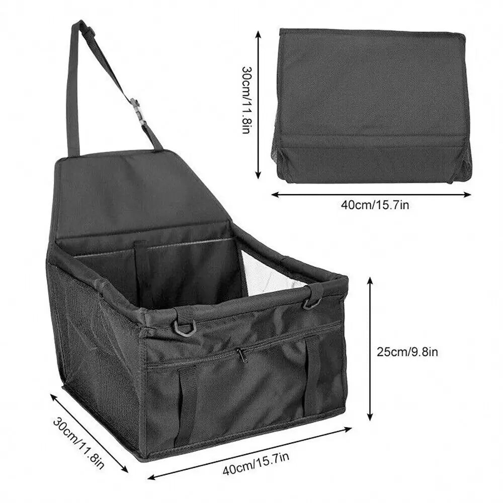 Folding Dog Car Seat Travel Booster Seat Safety Belt Washable Breathable Double-Sided Cushion Storage Pocket Summer Pet