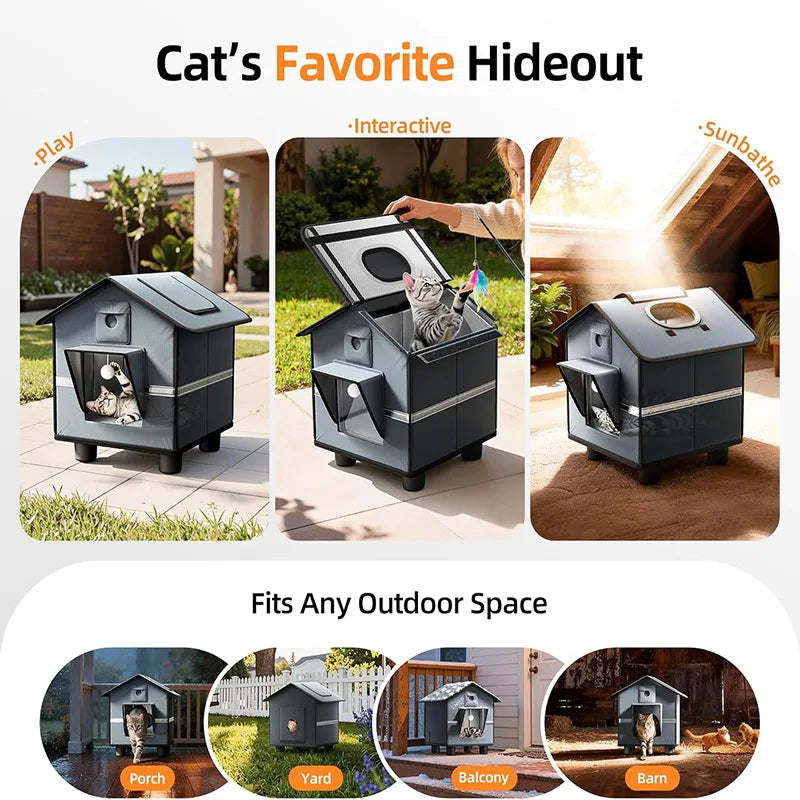 Custom 2026 New Foldable Portable Cat House Outdoor Waterproof Cat Nest Cat Villa Four Seasons Universal All-Closed Pet Nest