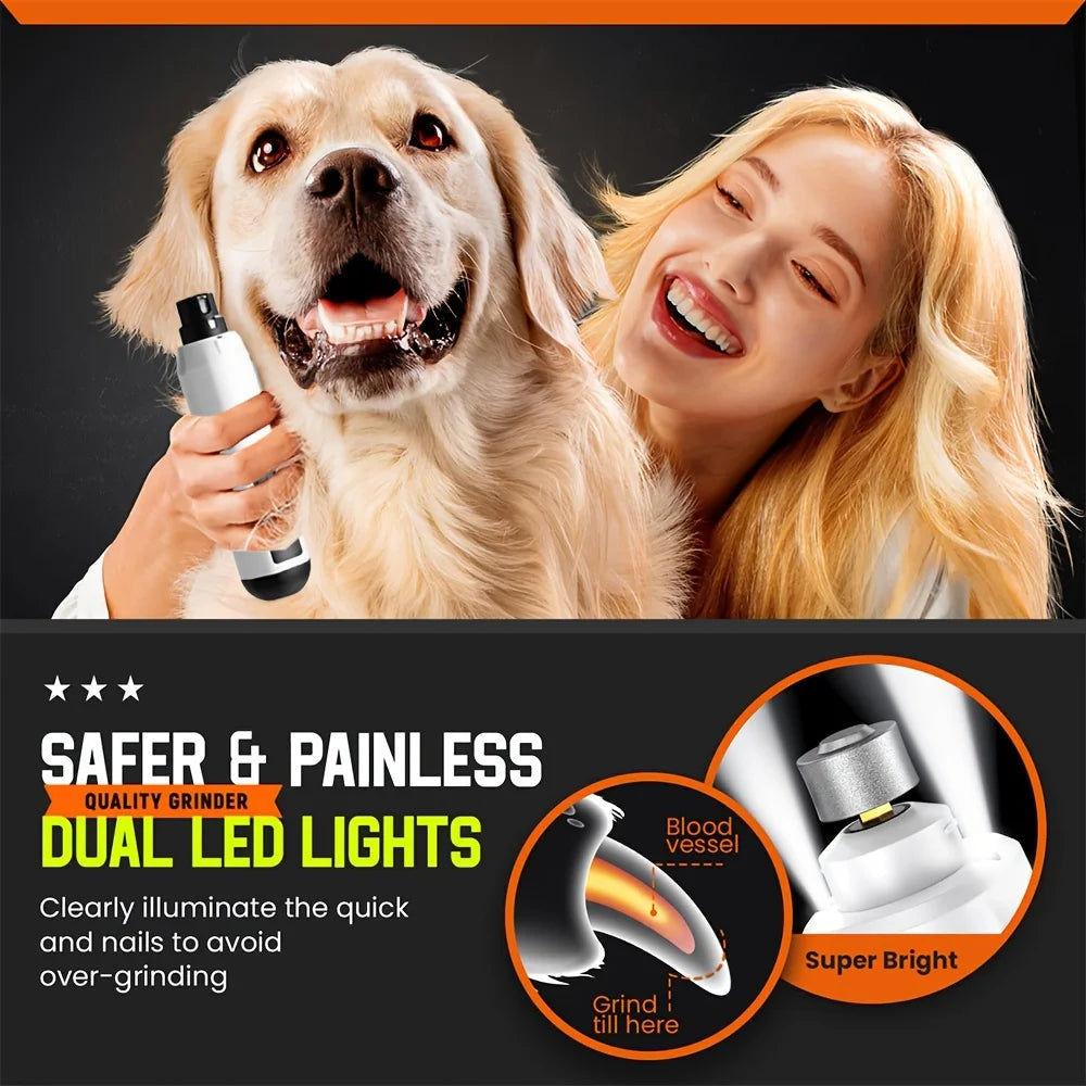 Dog Nail Grinder With 2 Led Lights Pet Nail Grinder Rechargeable Pet Smart Dog Nail Trimmer for Large Medium and Small Dogs