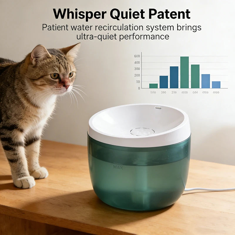 3L Automatic Cat Water Fountain Plastic Pet Water Dispenser with Filtere Quiet Cat Fountain Water Bowl for Cat Dog