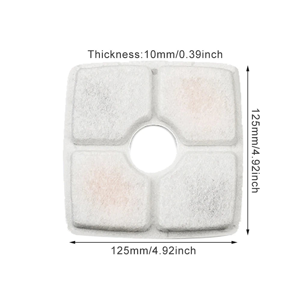 Pack 12 Portable Triple Filtration Automatic Cat Water Fountain Filters Replacement for 80oz/2.5L Square Cat Fountain 12pcs/Pack