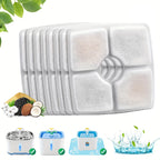 8pcs/Pack Stylish Portable Automatic Cat Water Fountain Replacement Filters for Square 80oz/2.5L Fountain with Activated Carbon