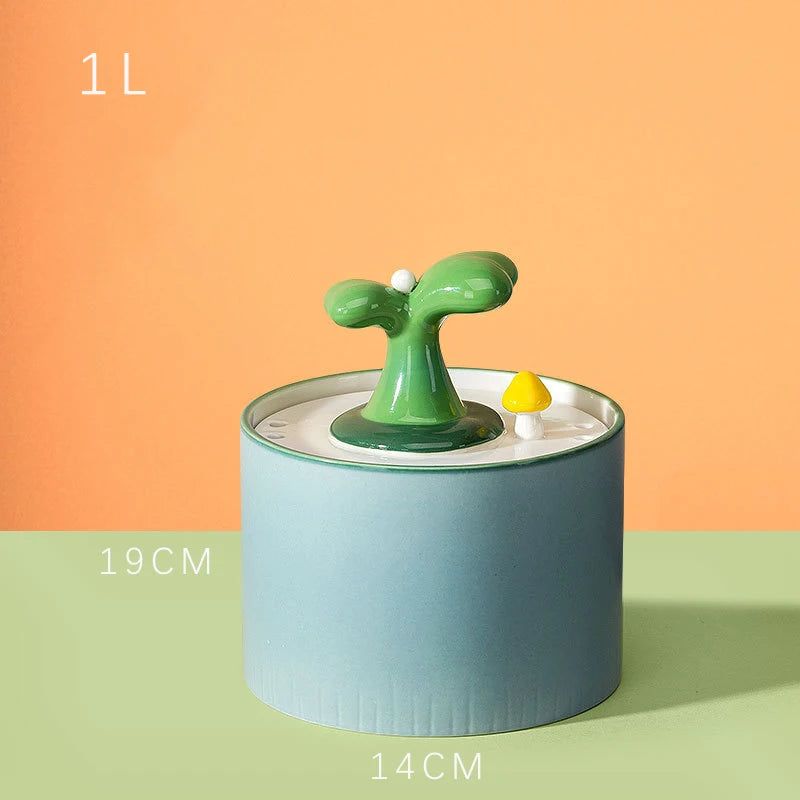 Ceramic Cat Water Fountain Automatic Electric Pet Water Dispenser Dog Filter Drinker Pet Drinking Feeder with Quiet Pump 1.5L