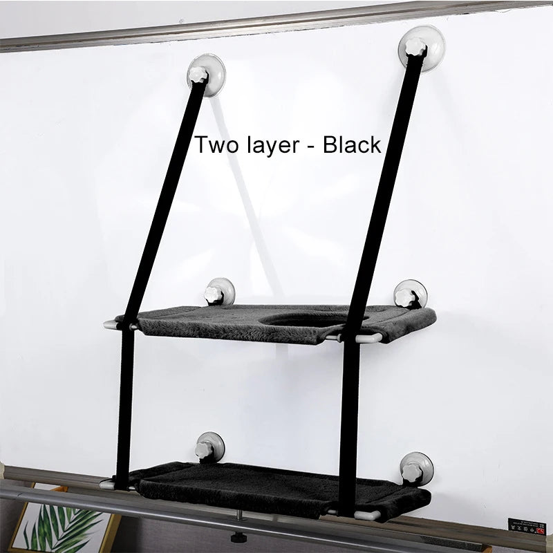 Double Layers Cat Hammock Window Indoor Cats Seat Shelves Kitten Limbing Frame Strong Suction Cups Bearing 25kg Cat Products
