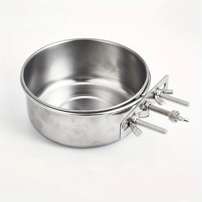 Stainless Steel Dog Bowl Dog Food and Water Bowls Anti-Spill Hanging Pet Bowl with Screw for Cage Dog Feeder