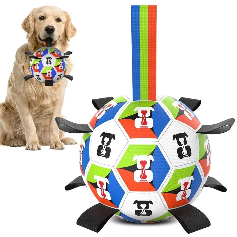 Interactive Dog Toys Dog Soccer Ball to Keep Them Busy Durable Dog Balls with Straps for Small/Medium/Large Dogs Ball