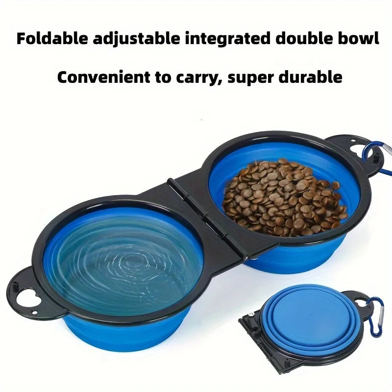 Collapsible Dog Bowls Dual Bowls Portable & Compact Feeding and Water Dish for Travel Hiking Camping Walking Pet Supplies
