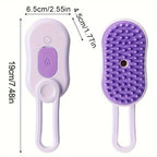 USB Rechargeable 3-in-1 Foldable Grooming Tool for Cats & Dogs Pet Brush Silicone Bristles for Long Short Fur Plastic Material